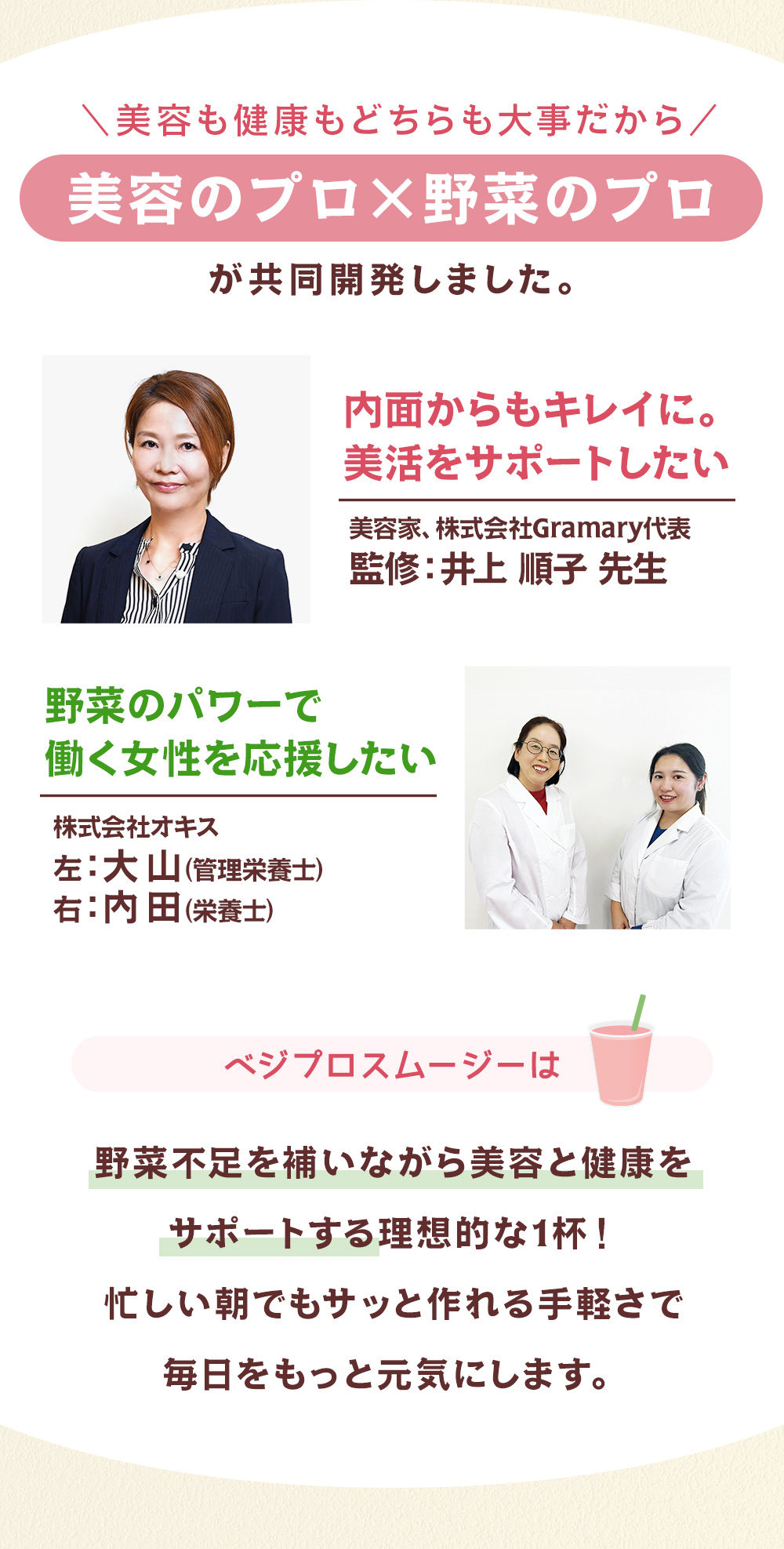 美容のプロ野菜のプロ